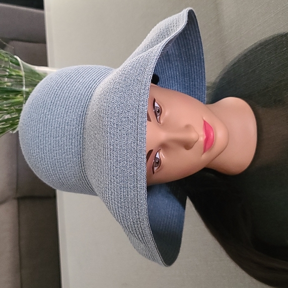 VINTAGE BETMAR NY Blue Oversized Floppy Hat Packable Beach Travel Sun Luxe main image 4